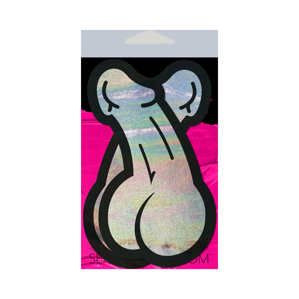 PASTEASE PENIS: HOLOGRAPHIC SILVER DICK NIPPLE PASTIES