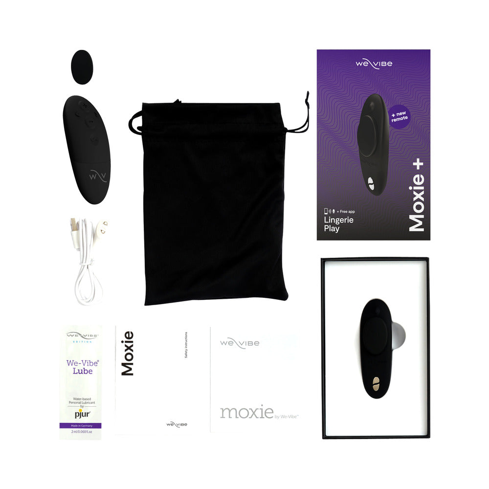 WE-VIBE MOXIE+ RECHARGEABLE REMOTE-CONTROLLED SILICONE WEARABLE CLITORAL VIBRATOR BLACK