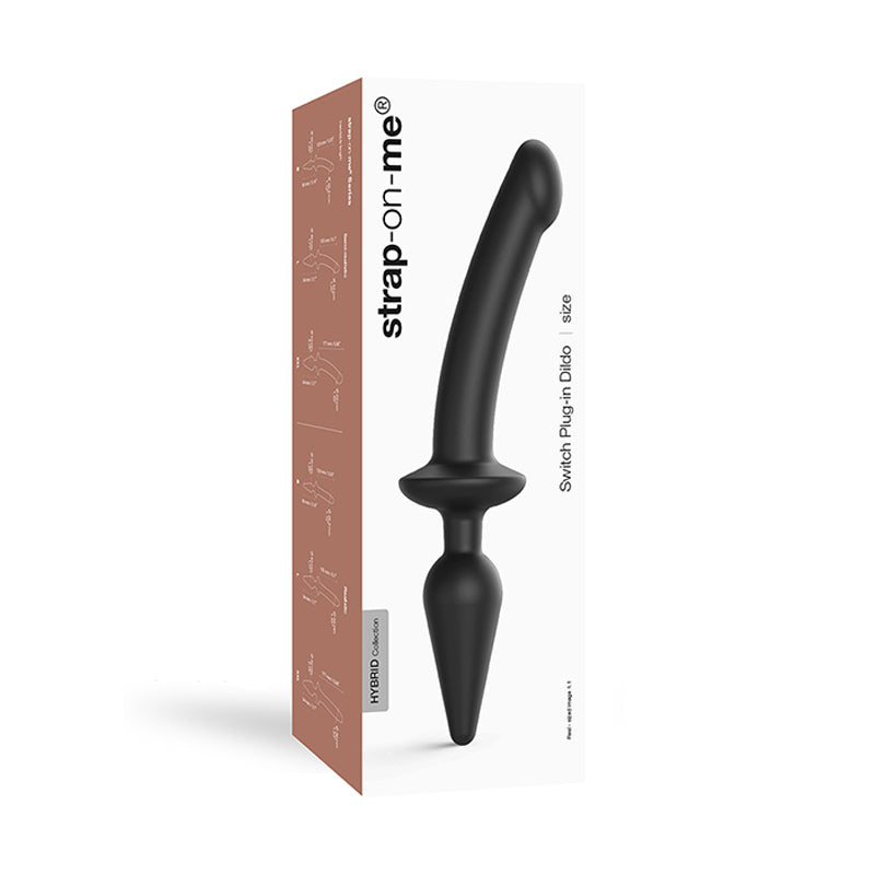 STRAP-ON-ME HYBRID COLLECTION SWITCH PLUG-IN DUAL-ENDED DILDO & PLUG BLACK XX-LARGE