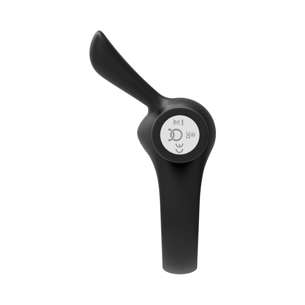 FORTO - BUNNY RECHARGEABLE SILICONE VIBRATING COCKRING WITH STIMULATING EARS BLACK