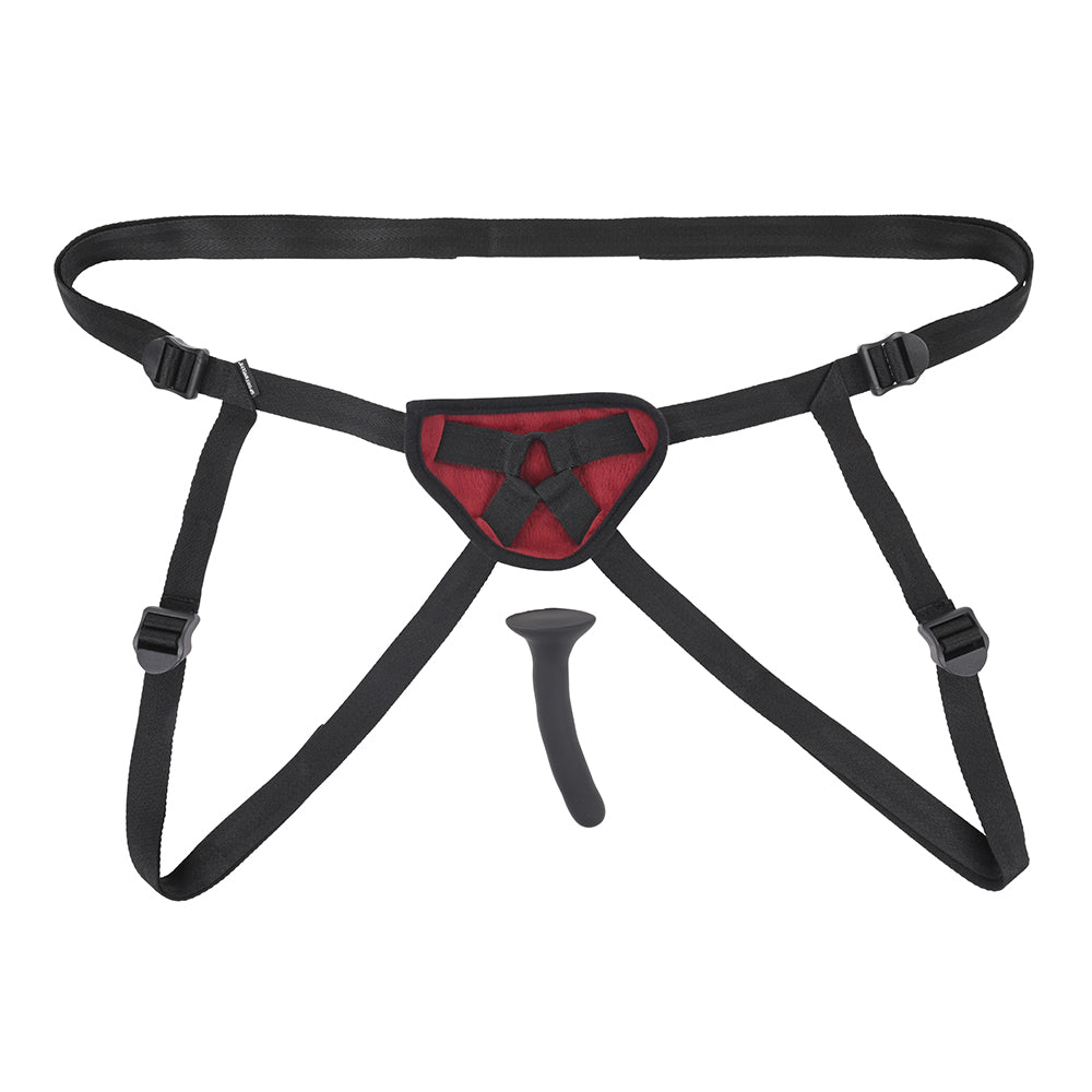 SPORTSHEETS SAFFRON SILICONE PEGGING KIT WITH ADJUSTABLE STRAP-ON HARNESS & 5 IN. DILDO