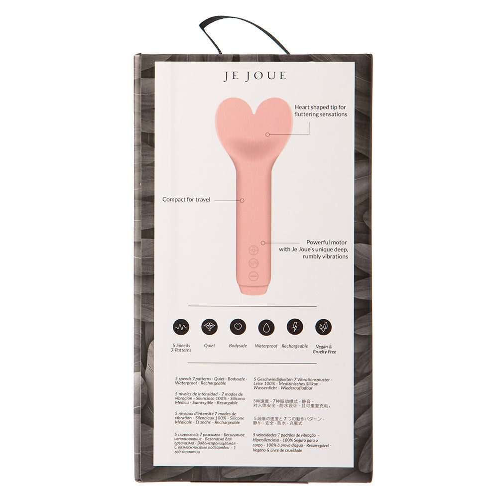 JE JOUE AMOUR RECHARGEABLE SILICONE HEART-SHAPED FLUTTERING TIP BULLET VIBRATOR PALE ROSETTE