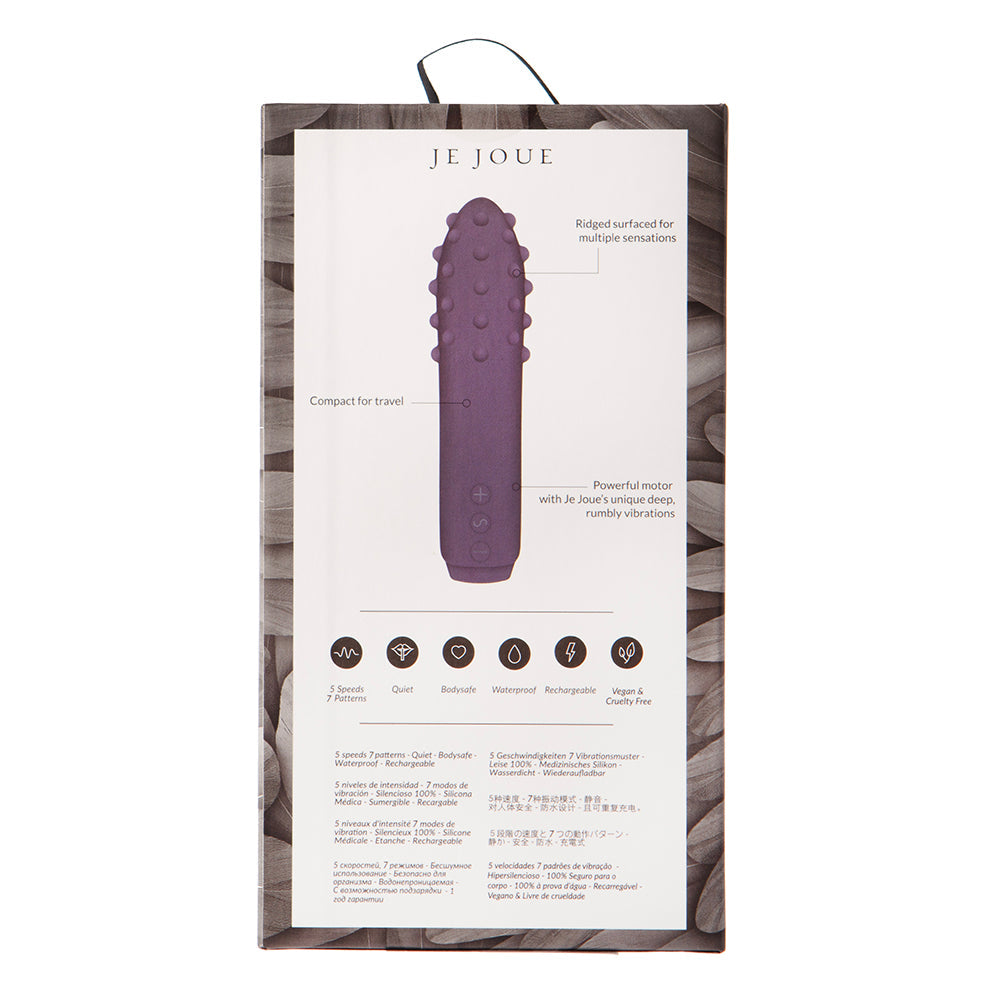 JE JOUE DUET RECHARGEABLE SILICONE MULTI-SURFACED BULLET VIBRATOR PURPLE