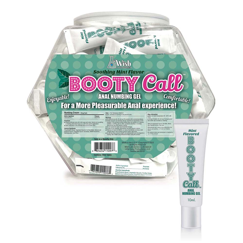 LITTLE GENIE - BOOTYCALL ANAL NUMBING GEL MINT 65-PIECE FISHBOWL DISPLAY