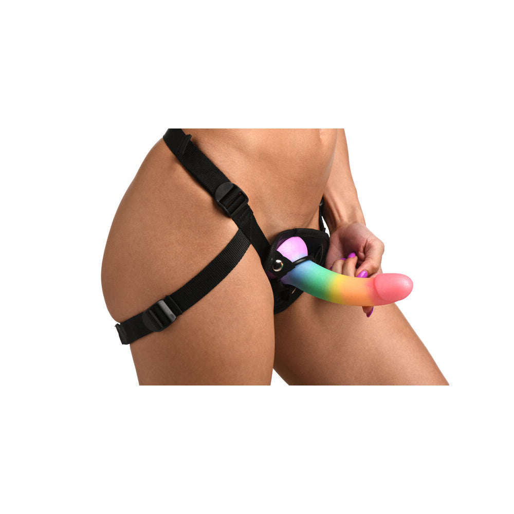 NOVEDADES CURVA - DILDO DE SILICONA SIMPLEMENTE DULCE CON REMOLINO DE 6.5 PULGADAS, ARCOÍRIS