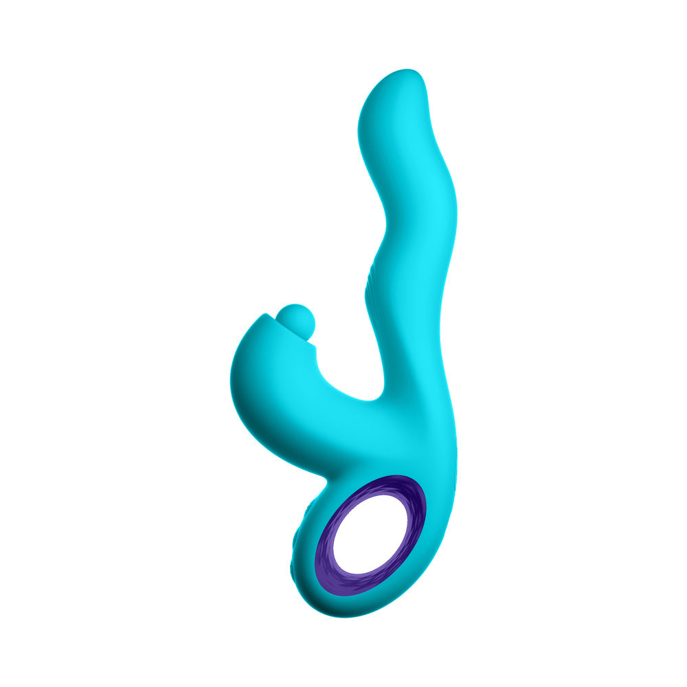 FEMMEFUNN - KLIO RECHARGEABLE SILICONE TRIPLE ACTION THUMPING RABBIT VIBRATOR TURQUOISE