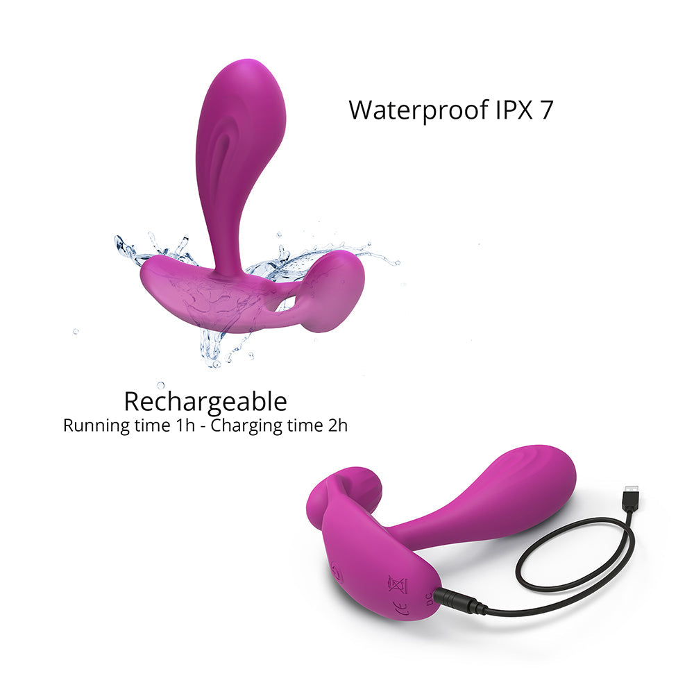 LOVELY PLANET - LOVE TO LOVE WITTY RECHARGEABLE REMOTE-CONTROLLED SILICONE P & G VIBRATOR SWEET ORCHID