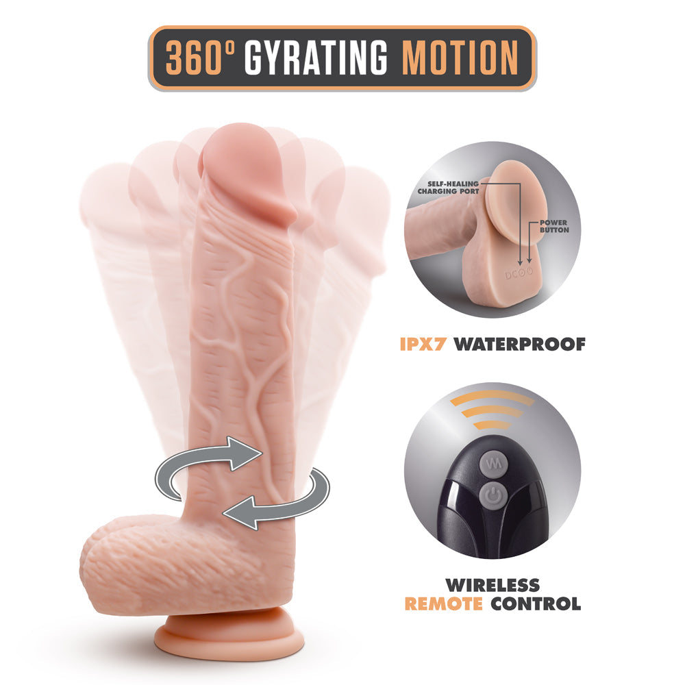 DR. SKIN SILICONE DR. ETHAN 8.5 IN. GYRATING DILDO WITH REMOTE CONTROL BEIGE