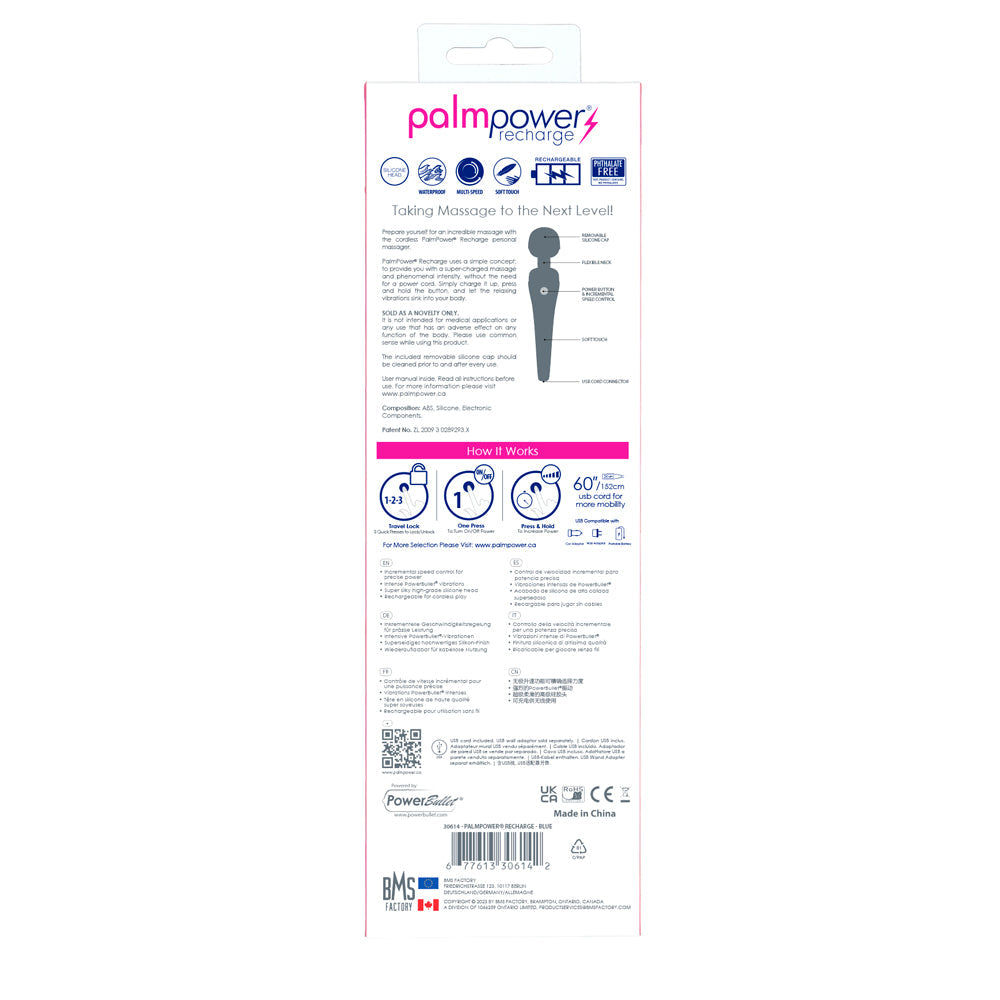BMS - PALMPOWER MASSAGER USB RECHARGEABLE BLUE