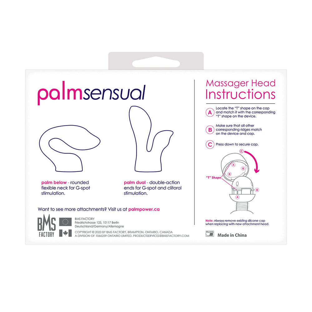 BMS - PALMPOWER PALMSENSUAL ACCESORIOS 2 CABEZALES DE SILICONA PARA MASAJEADOR AZULES