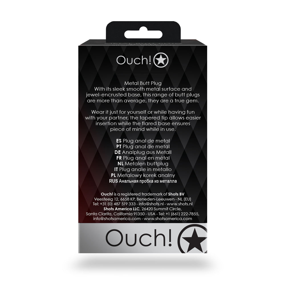 SHOTS - OUCH! HEART GEM BUTT PLUG MEDIUM SILVER/RUBELLITE PINK