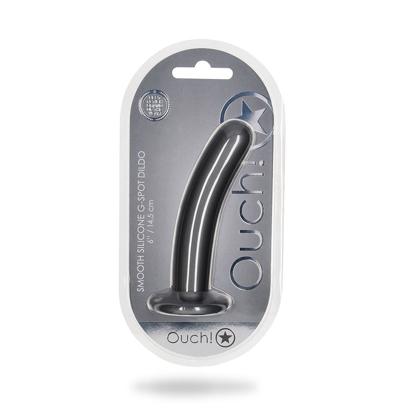 SHOTS OUCH! SMOOTH SILICONE 6 IN. G-SPOT DILDO GUNMETAL