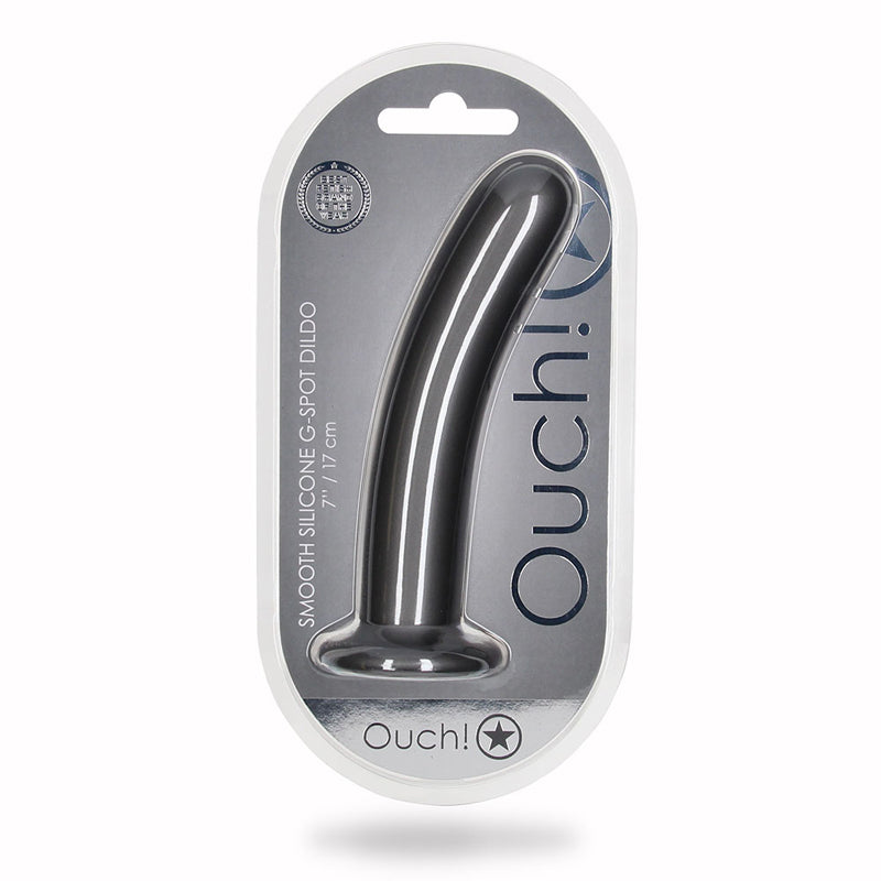 SHOTS OUCH! SMOOTH SILICONE 7 IN. G-SPOT DILDO GUNMETAL