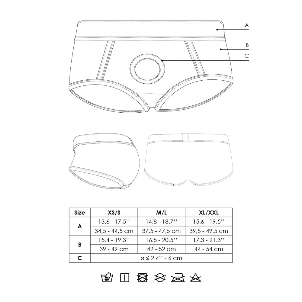 OUCH! VIBRATING STRAP-ON BRIEF BLACK XS/S