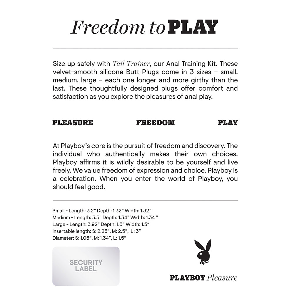 PLAYBOY TAIL TRAINER 3-PIECE SILICONE ANAL PLUG TRAINING KIT NAVY