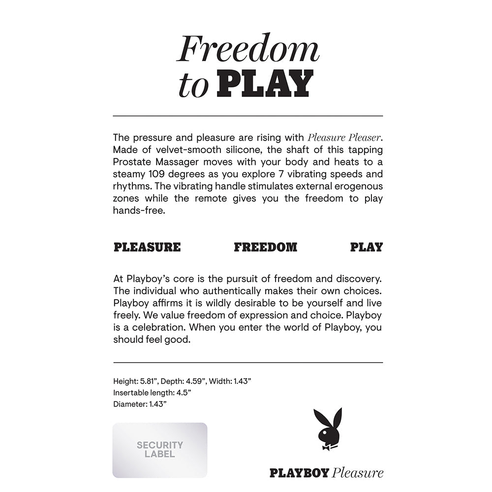 PLAYBOY PLEASURE PLEASER WARMING VIBRATING PROSTATE MASSAGER DEEP OCEAN