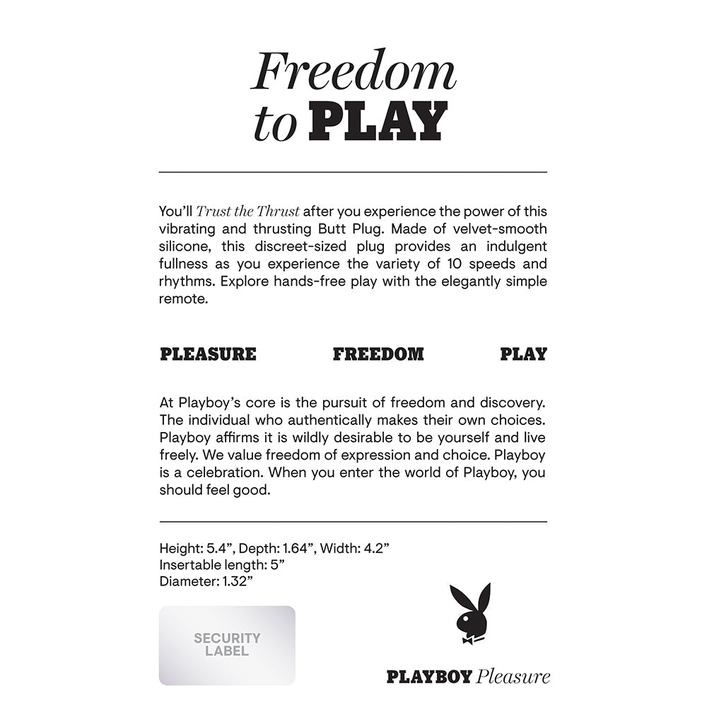 PLAYBOY - TRUST THE THRUST THRUSTING VIBRATING ANAL PLUG BLACK