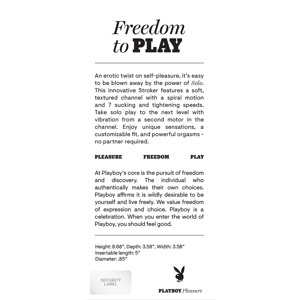 PLAYBOY SOLO RECHARGEABLE SUCKING VIBRATING MASTURBATOR