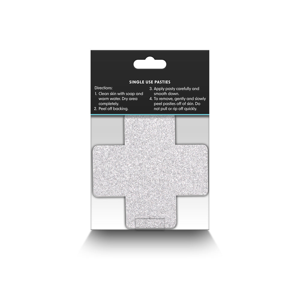 PRETTY PASTIES GLITTER CROSS RED/SILVER 2 PAIR