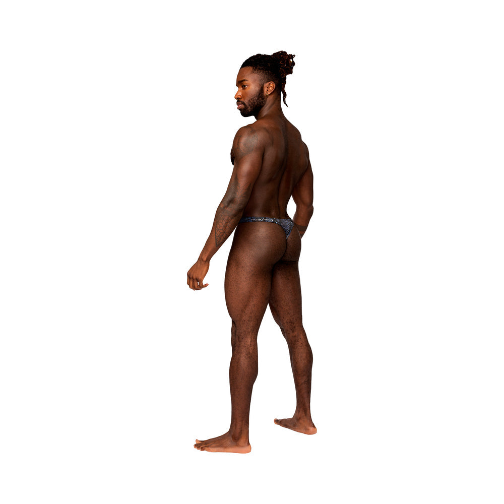 MALE POWER - S''NAKED CRISS CROSS THONG BLACK/BLUE S/M