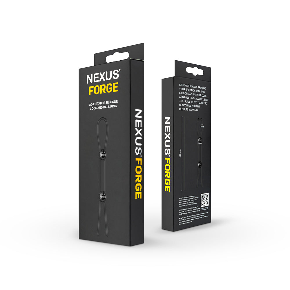 NEXUS - FORGE ADJUSTABLE SILICONE COCK AND BALL LASSO RING BLACK