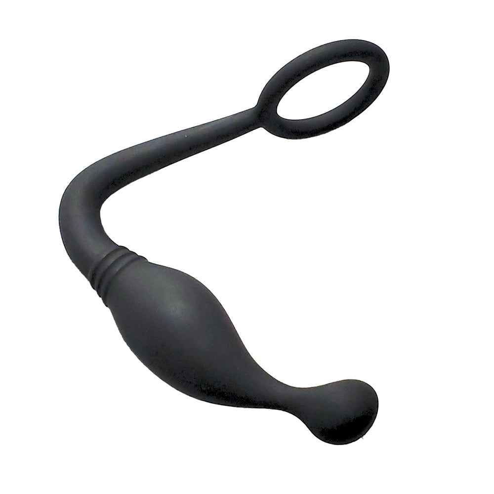 NASSTOYS - ANILLO DE SILICONA Y TAPÓN ANAL PARA PLACER DEL PUNTO P, MODELO BUTTS UP, COLOR NEGRO