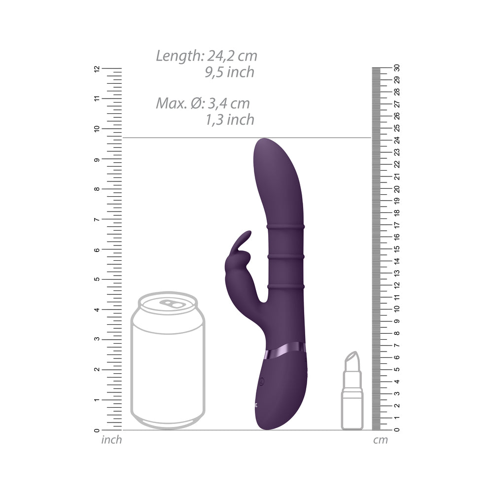 VIVE SORA RECHARGEABLE SILICONE G-SPOT RABBIT VIBRATOR WITH UP & DOWN STIMULATING RINGS PURPLE