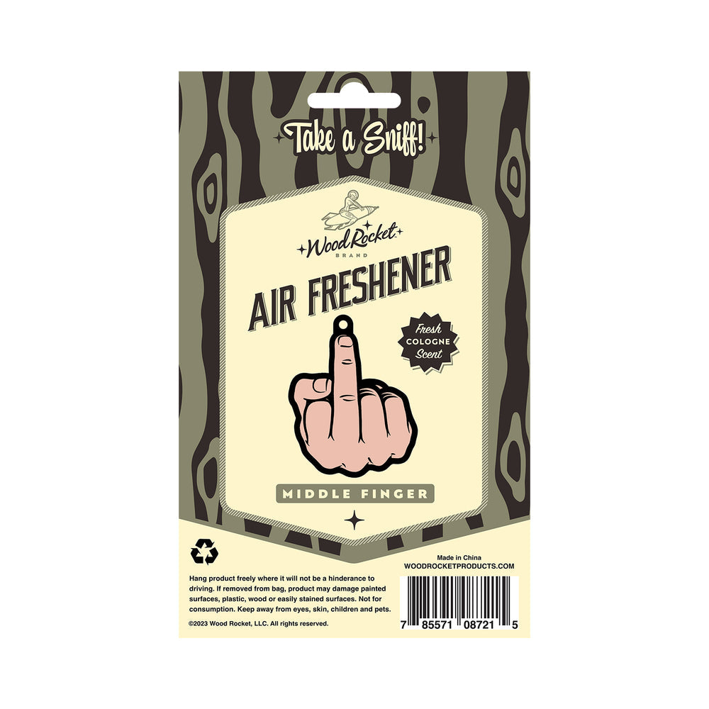 WOOD ROCKET AIR FRESHENER MIDDLE FINGER PEACH