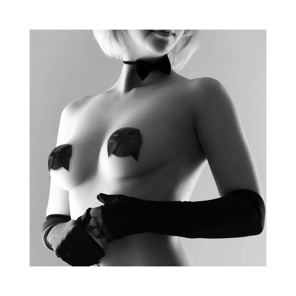 BIJOUX - BURLESQUE SHINY NIPPLE COVERS WITH BOW
