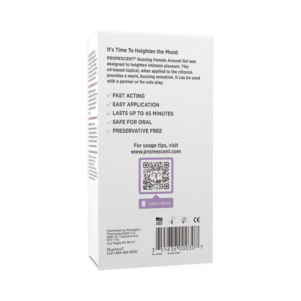 PROMESCENT - FEMALE AROUSAL BUZZING GEL 0.5 OZ.