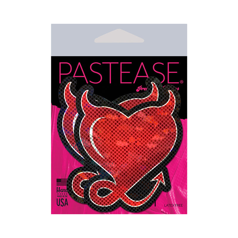 PASTEASE - GLITTER DEVIL HEART PASTIES RED