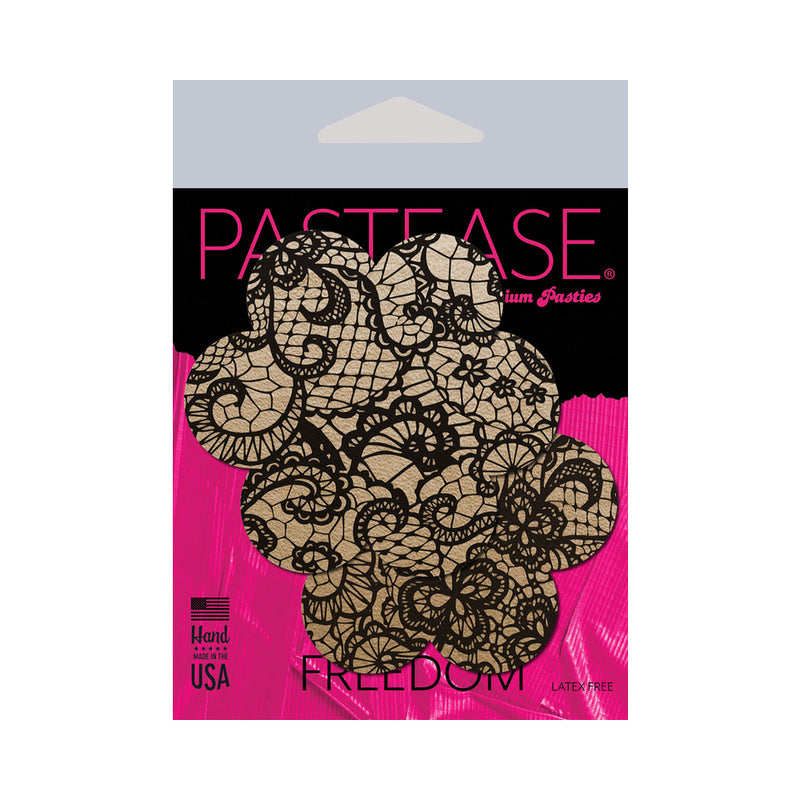 PASTEASE - LACE FLOWER PASTIES BEIGE/BLACK