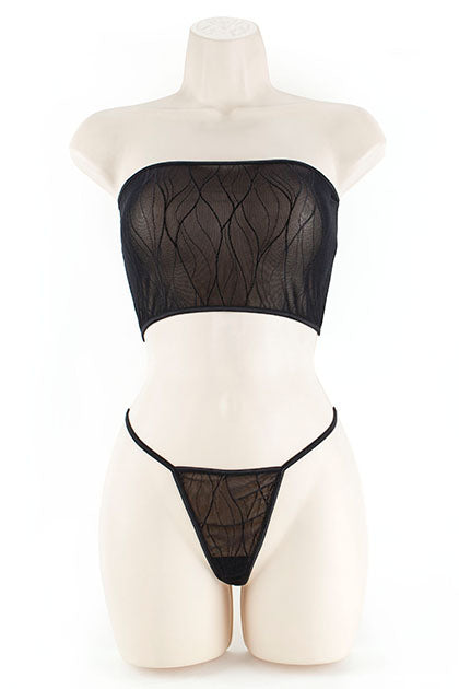 EXPOSED - TUBE TOP & G-WAVY LACE BLACK