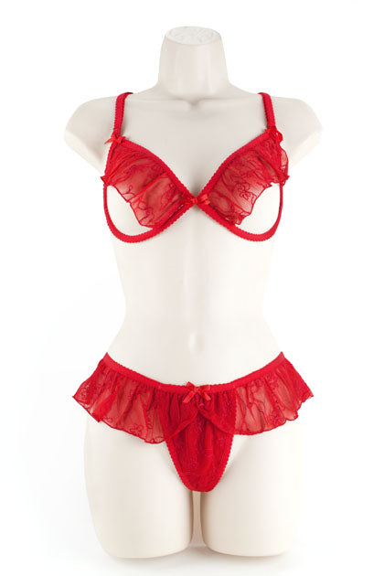 EXPOSED - UNDERWIRE BRA & G-LACE RED