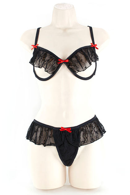 UNDERWIRE BRA & G-LACE BLACK