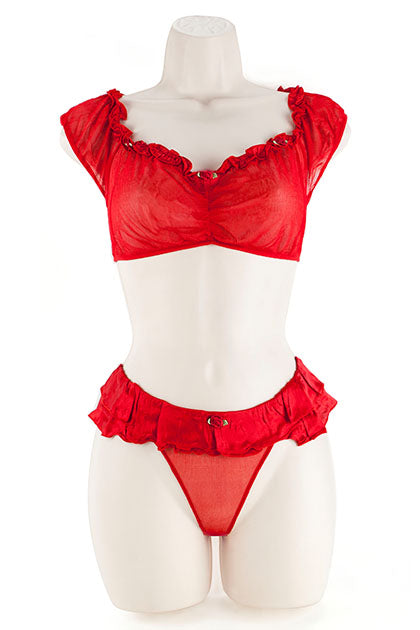 EXPOSED - CROP TOP SET, ROSEBUDS RED