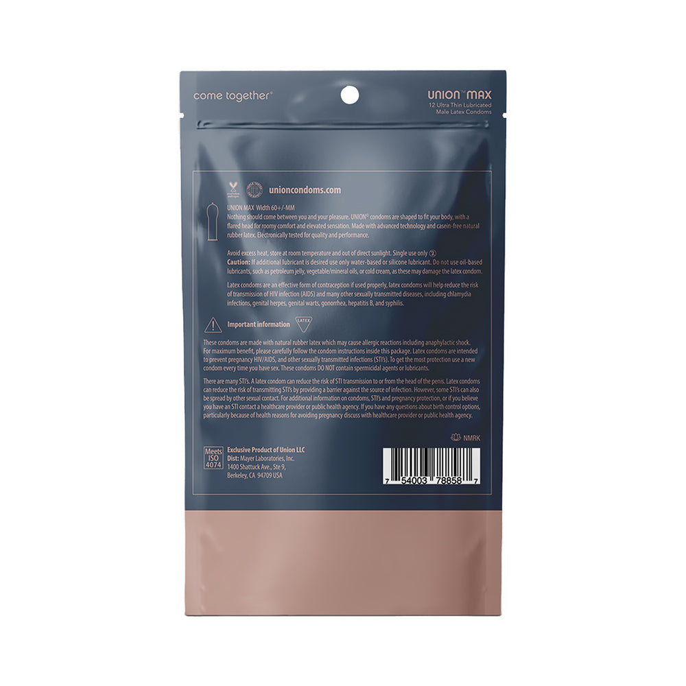 GLYDE CONDOMS - UNION MAX LATEX CONDOMS 12-PACK