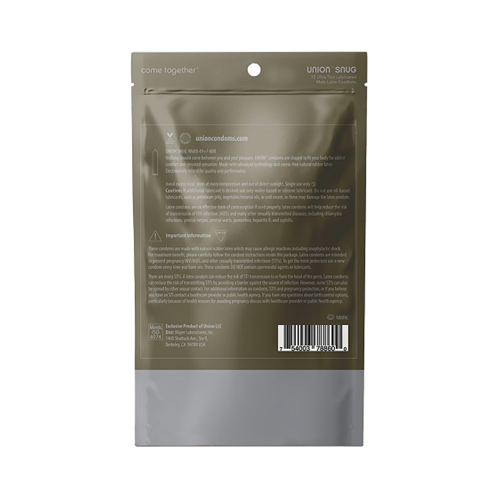 GLYDE CONDOMS - UNION SNUG LATEX CONDOMS 12-PACK