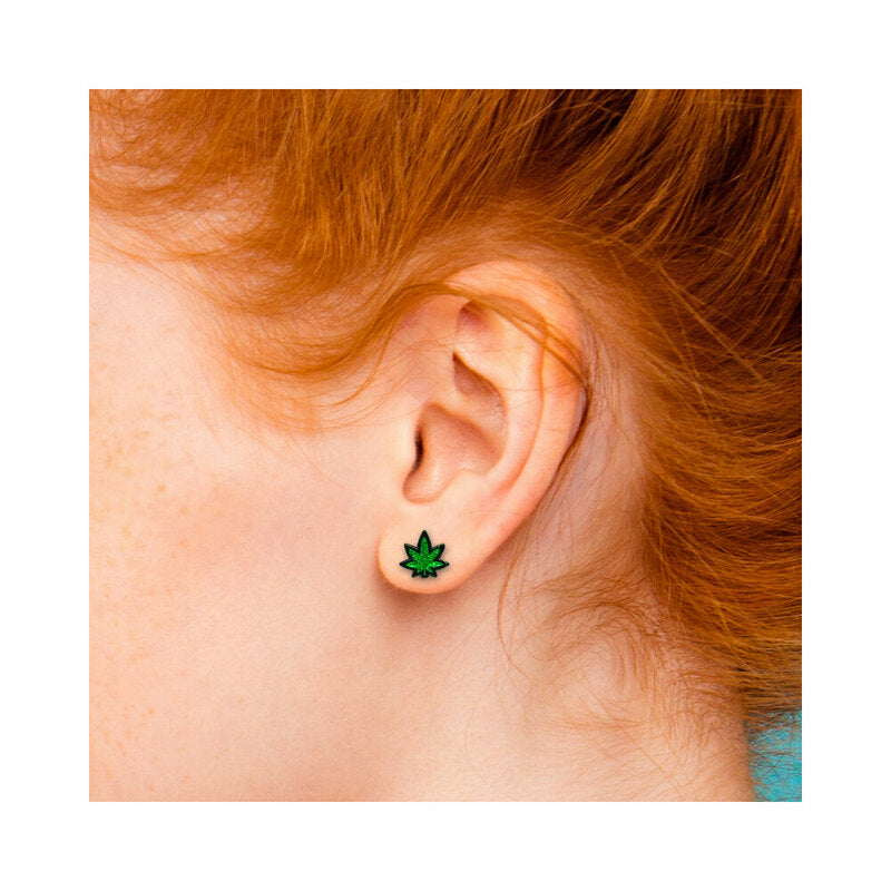 WOOD ROCKET - BOUCLES D'OREILLES FEUILLE DE CANNABIS