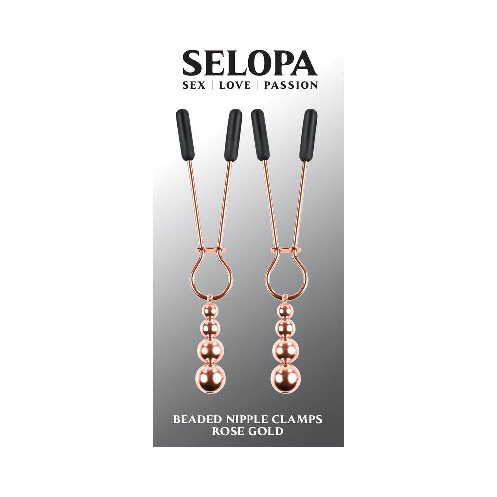 BEADED NIPPLE CLAMPS STAINLESS STEEL ROSE GOLD