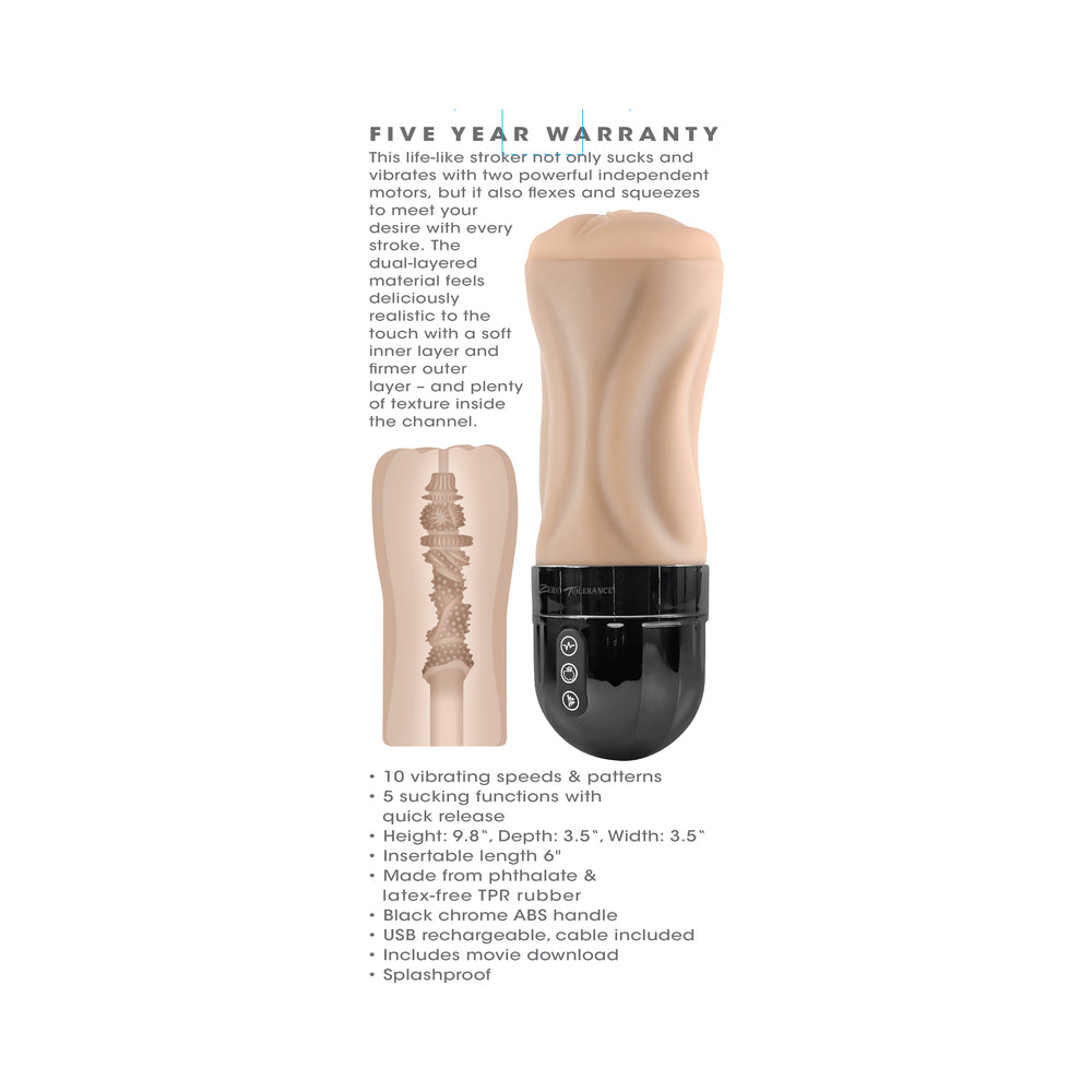 ZERO TOLERANCE - TIGHT LIPPED RECHARGEABLE STROKER WITH SUCTION LIGHT