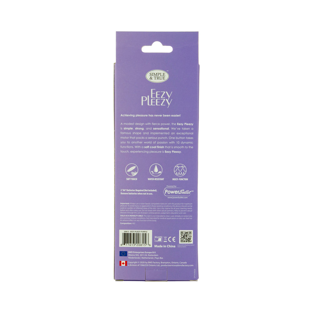 BMS - SIMPLE & TRUE EEZY PLEEZY CLASSIC VIBRATOR 7 IN. PURPLE