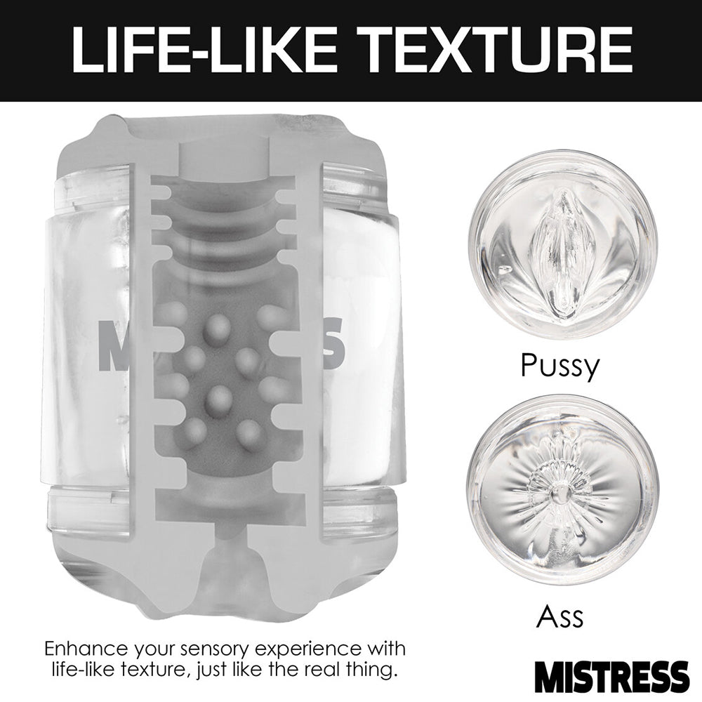 CURVE NOVELTIES - MISTRESS DOUBLE SHOT PUSSY AND ASS MINI MASTURBATOR CLEAR
