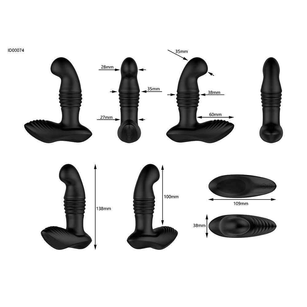 NEXUS - THRUST PROSTATE EDITION, MASAJEADOR DE PRÓSTATA Y PERINÉ CON VIBRACIÓN Y MOVIMIENTO DE EMPUJE, COLOR NEGRO