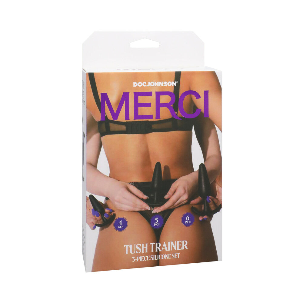 DOC JOHNSON - MERCI TUSH TRAINER 3-PIECE SILICONE PLUG SET BLACK