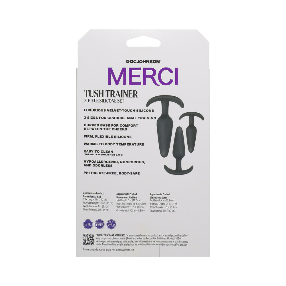 DOC JOHNSON - MERCI TUSH TRAINER 3-PIECE SILICONE PLUG SET BLACK