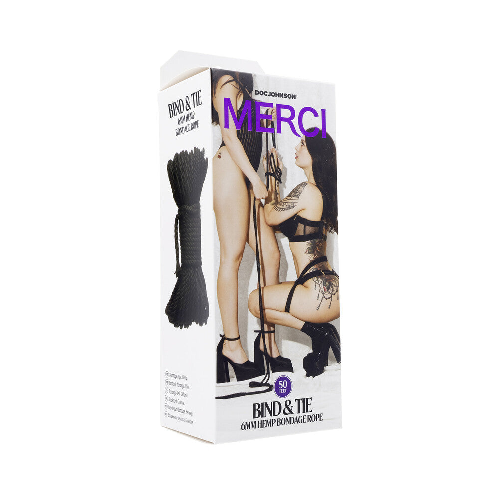 DOC JOHNSON - MERCI BIND & TIE 6MM HEMP BONDAGE ROPE 50 '' BLACK