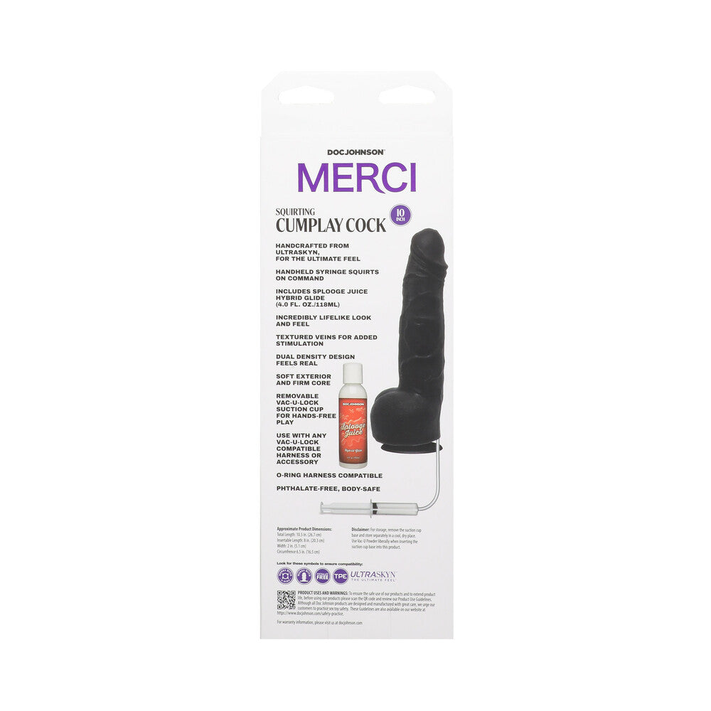 MERCI SQUIRTING CUMPLAY COCK 10 IN. DILDO WITH REMOVABLE VAC-U-LOCK SUCTION CUP