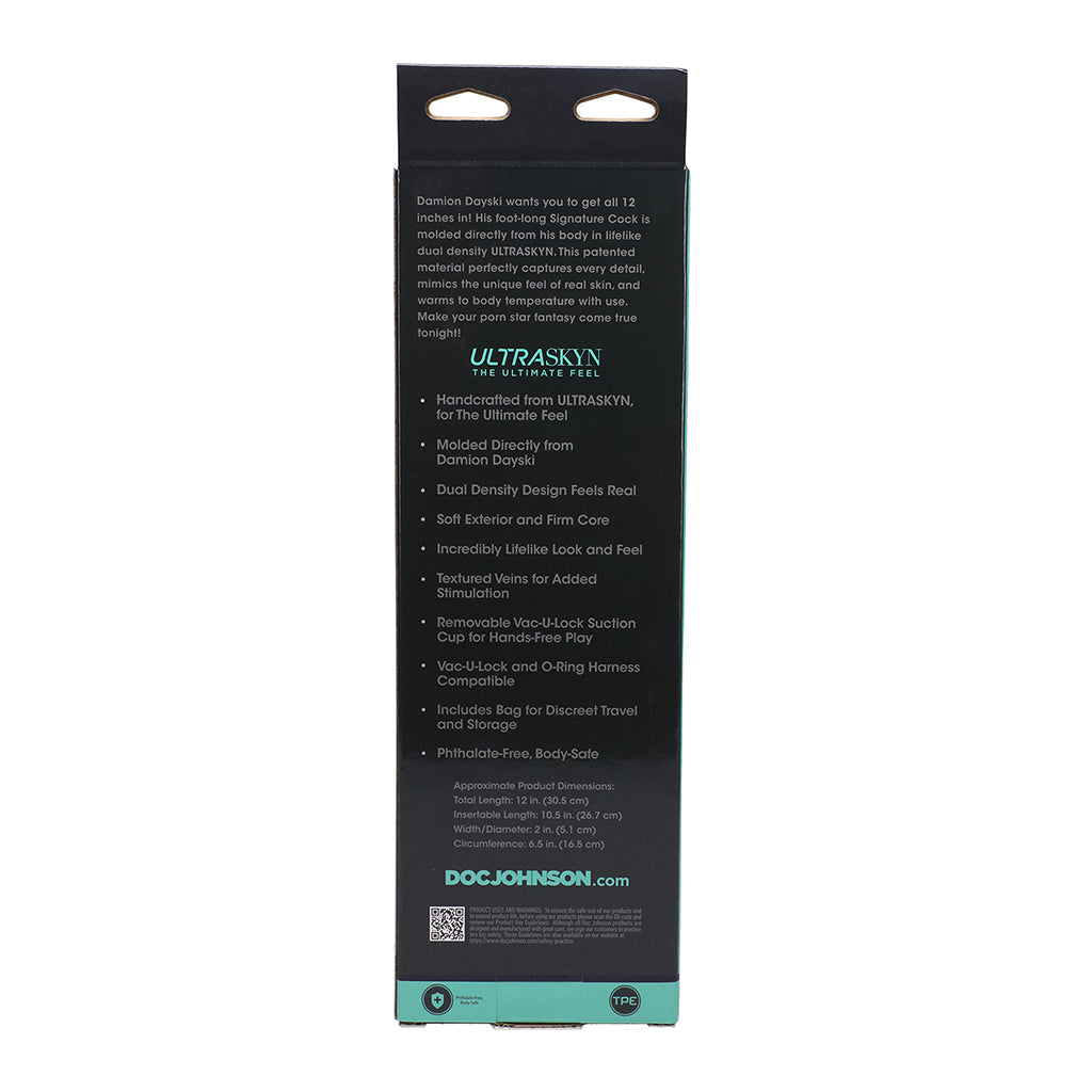 SIGNATURE COCKS DAMION DAYSKI ULTRASKYN COCK WITH REMOVABLE VAC-U-LOCK SUCTION CUP 12IN CHOCOLATE