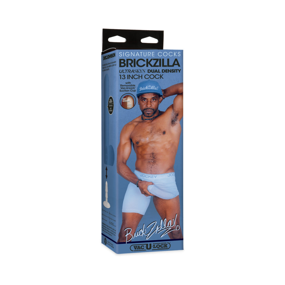 DOC JOHNSON - SIGNATURE COCKS BRICKZILLA ULTRASKYN COCK WITH REMOVABLE VAC-U-LOCK SUCTION CUP 13IN CHOCOLATE